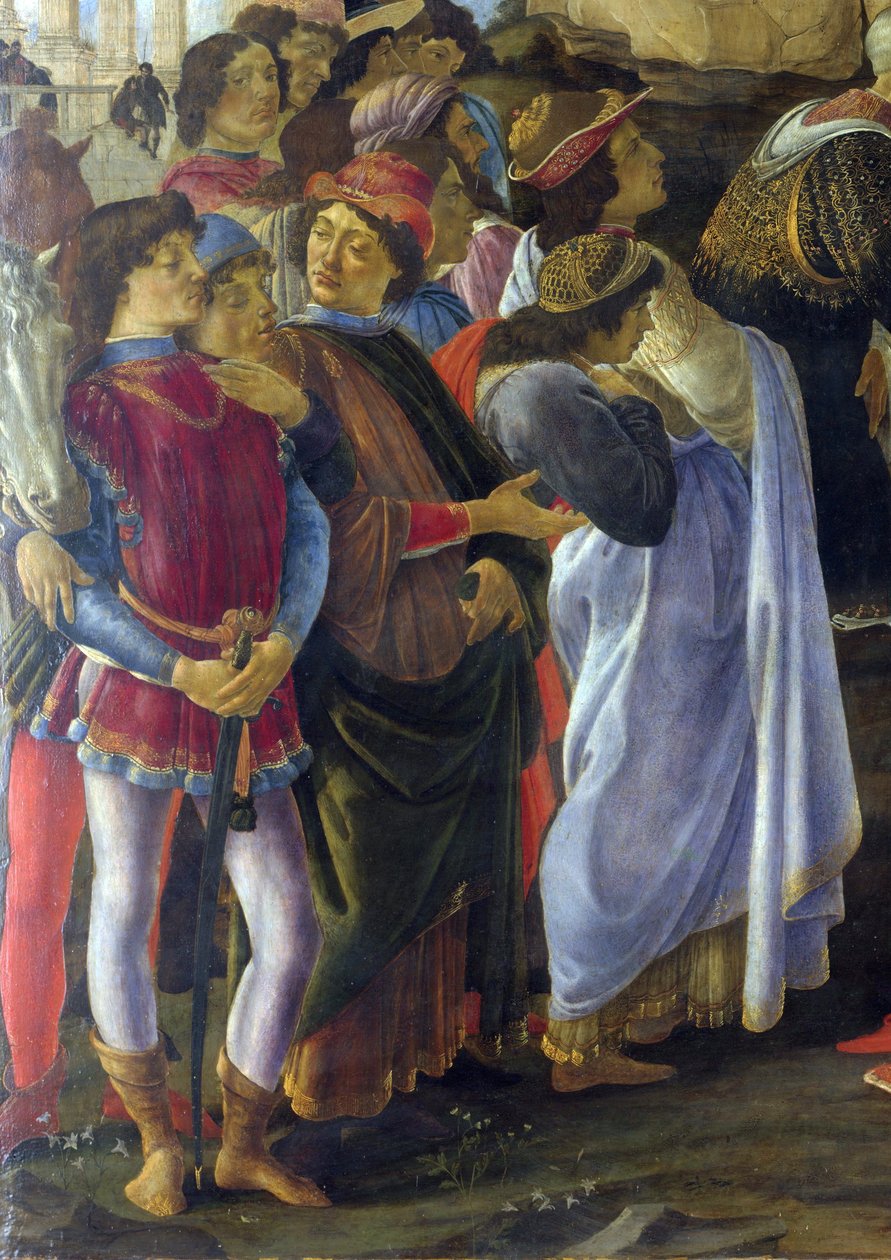 Detalj av Magiernas tillbedjan av Sandro Botticelli