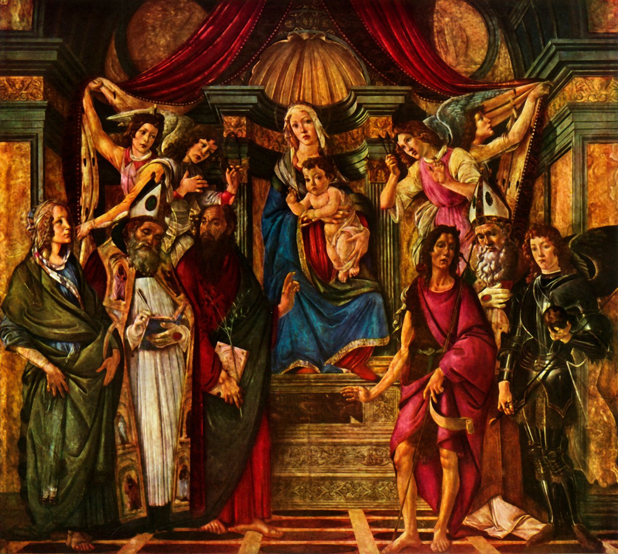 Madonna Enthroned with Six Saints, 1483, 1937. av Sandro Botticelli