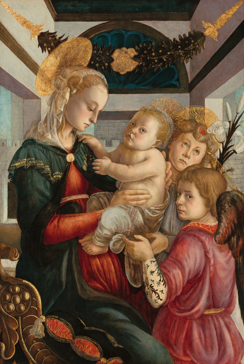 Madonna och barn med änglar, 14651470. av Sandro Botticelli