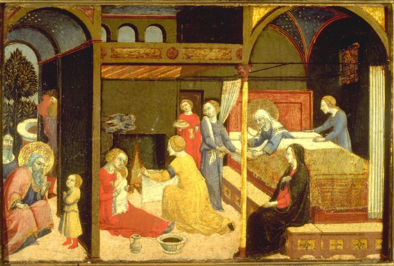 The Nativity of the Virgin av Sano di Pietro