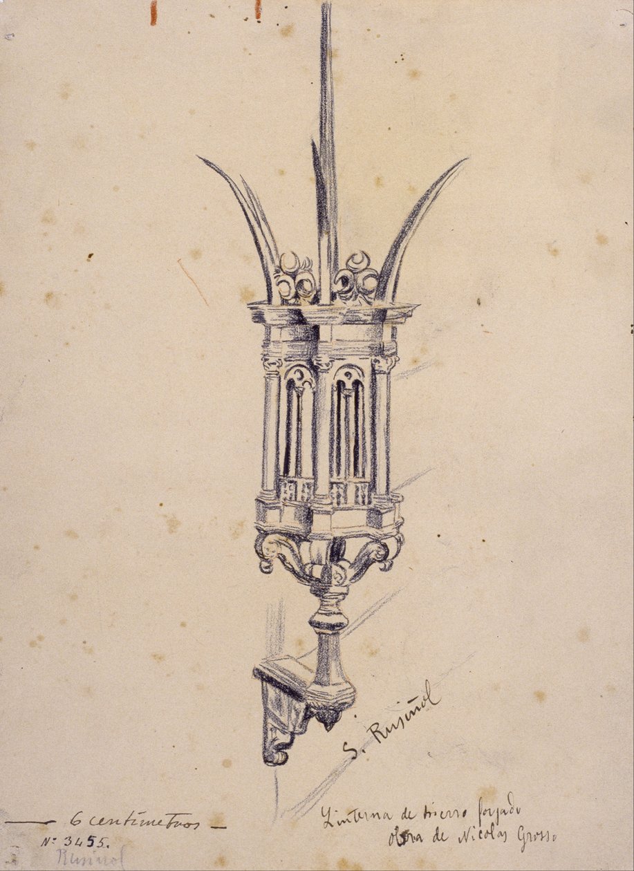 Copy of a Wrought Iron Lamp by Nicolas Grosso av Santiago Rusiñol