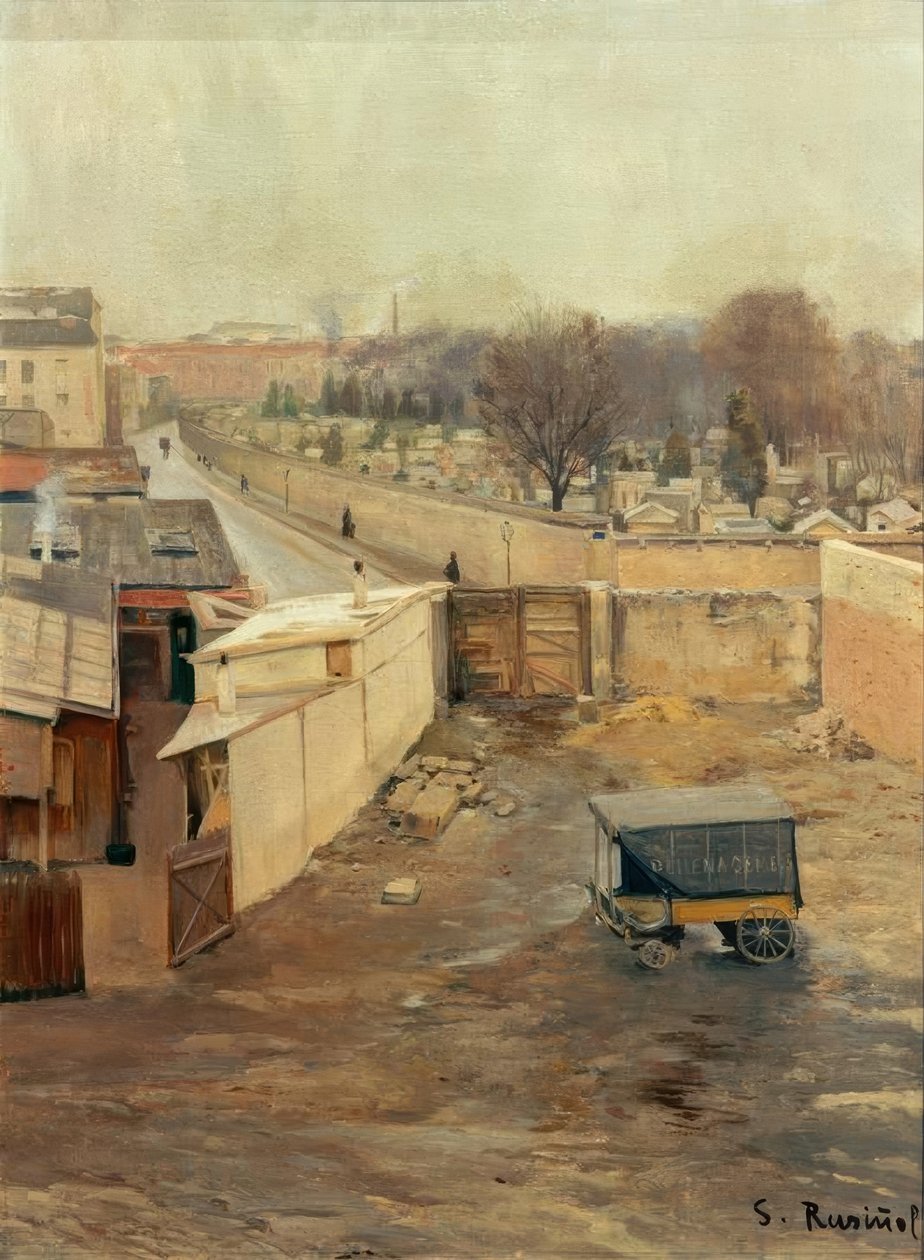 Utsikt över Montmartre-kyrkogården av Santiago Rusiñol