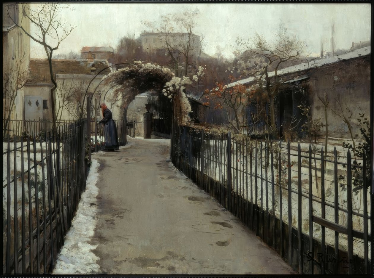 Trädgård på vintern av Santiago Rusiñol