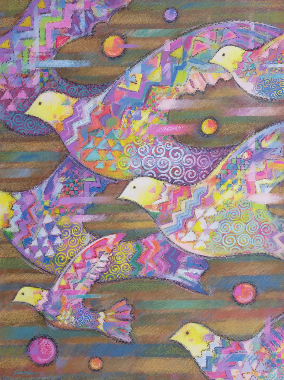 Jetstream, 1998 (akryl & oljepastell på papper) av Sarah Porter