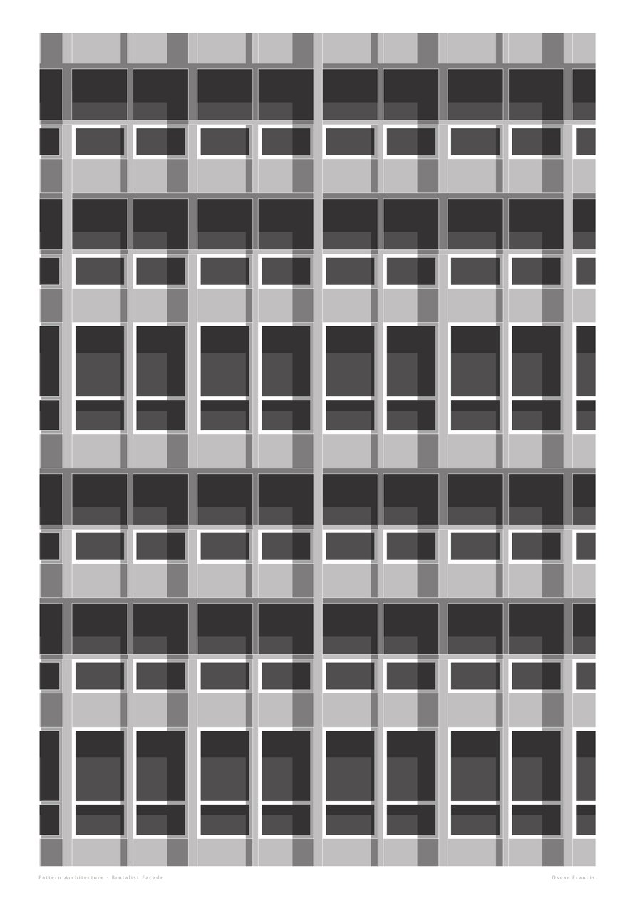 Brutalistisk fasad, 2015 (digital) av Sarah Evans