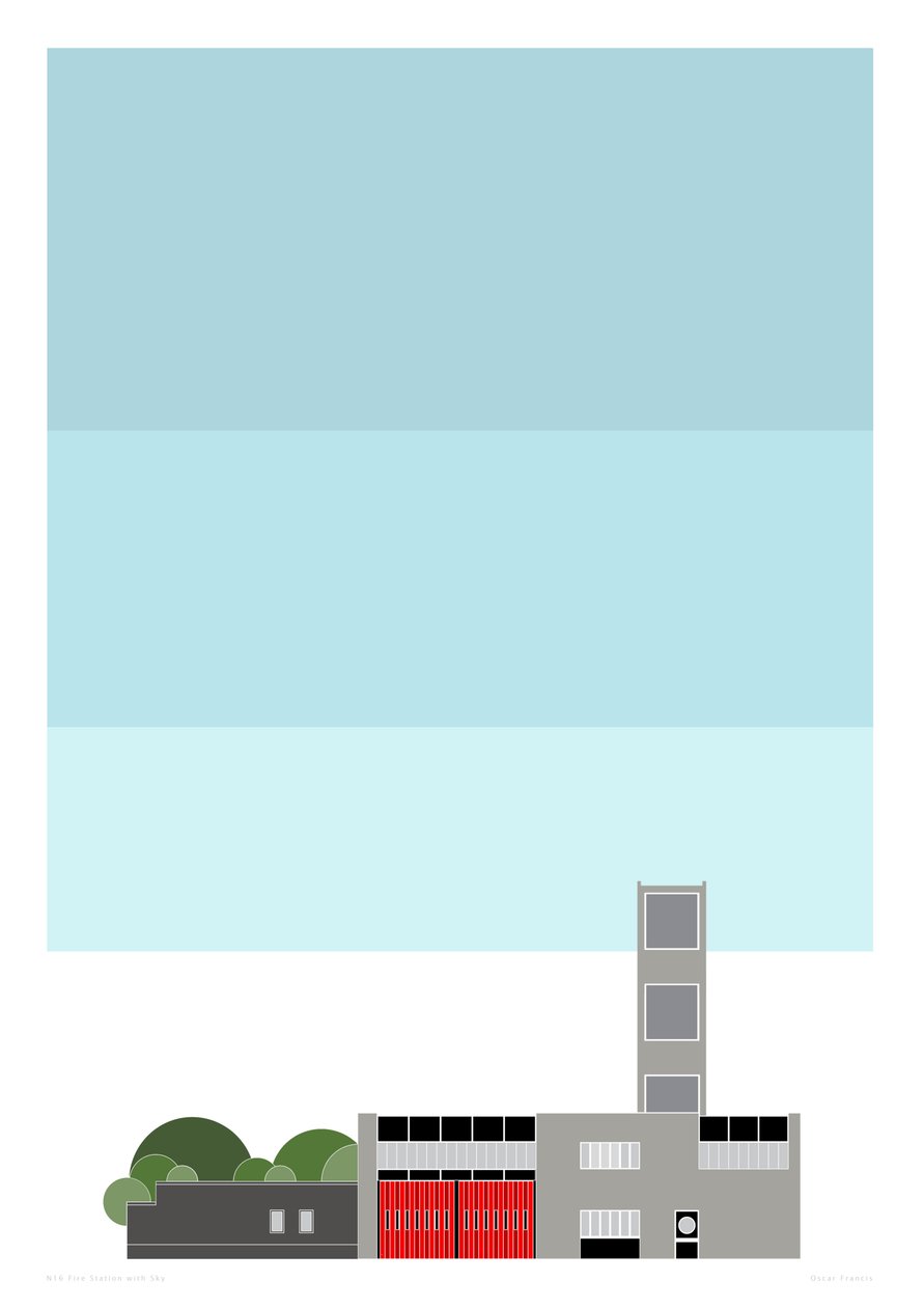 Fire Station, 2014 (grafiskt giclee-tryck) av Sarah Evans