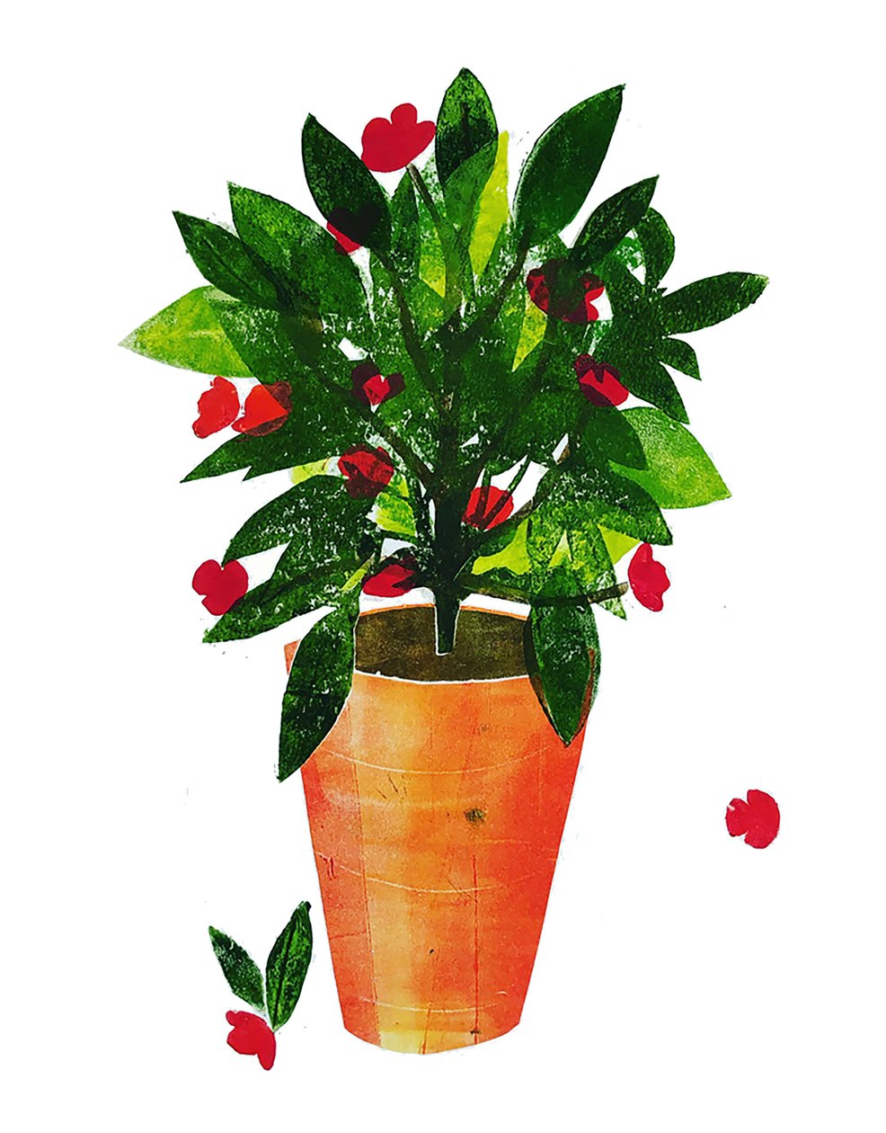 Apelsinkruka 2020 (monoprint) av Sarah Thompson Engels