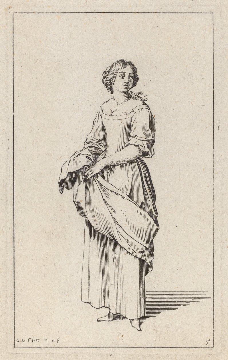 Stående ung bondkvinna av Sébastien Le Clerc the elder