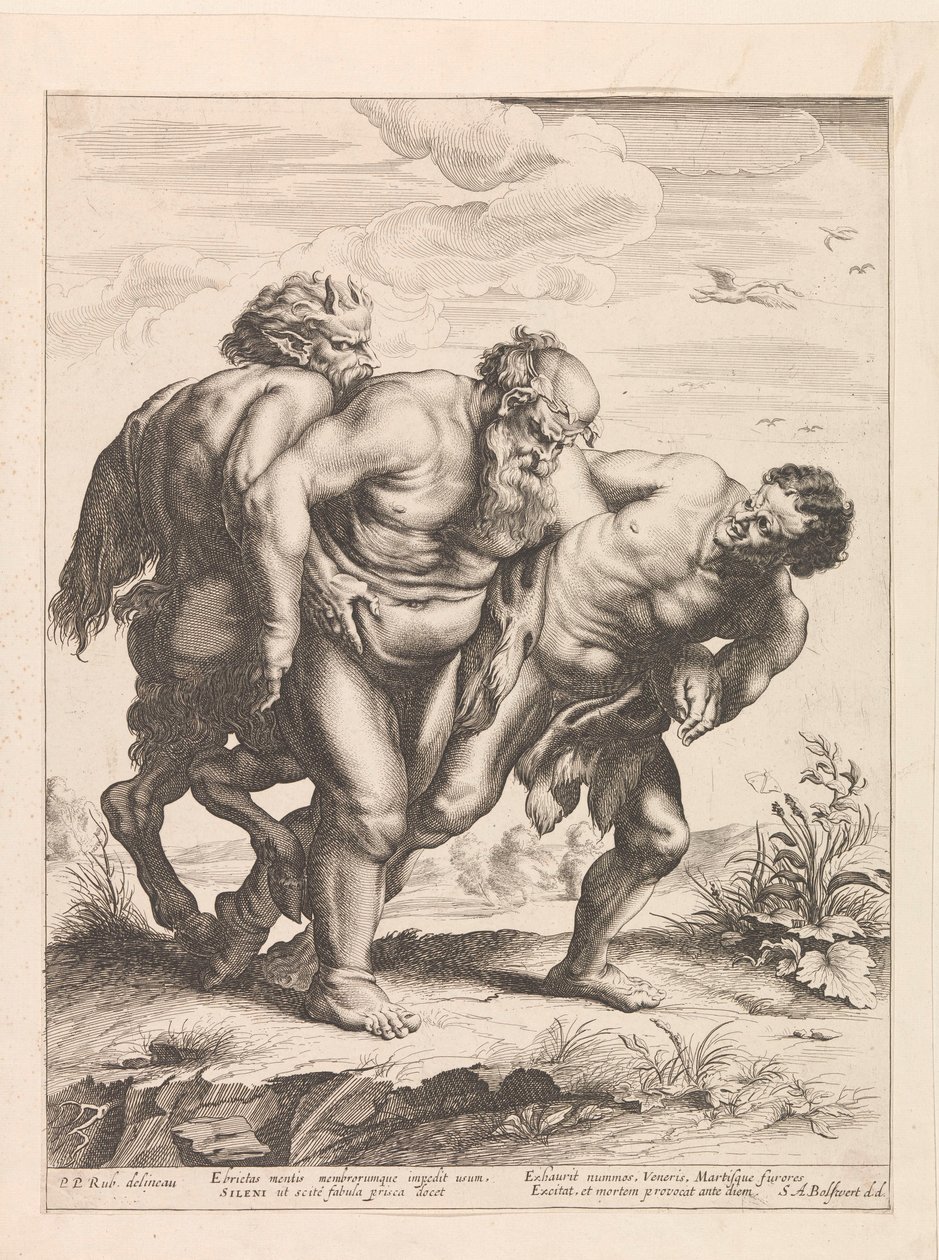 Dronken Silenus av Schelte Adamsz. Bolswert