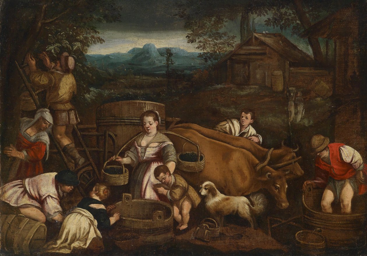 Der Herbst (Weinlese) av School of Francesco Bassano the Younger