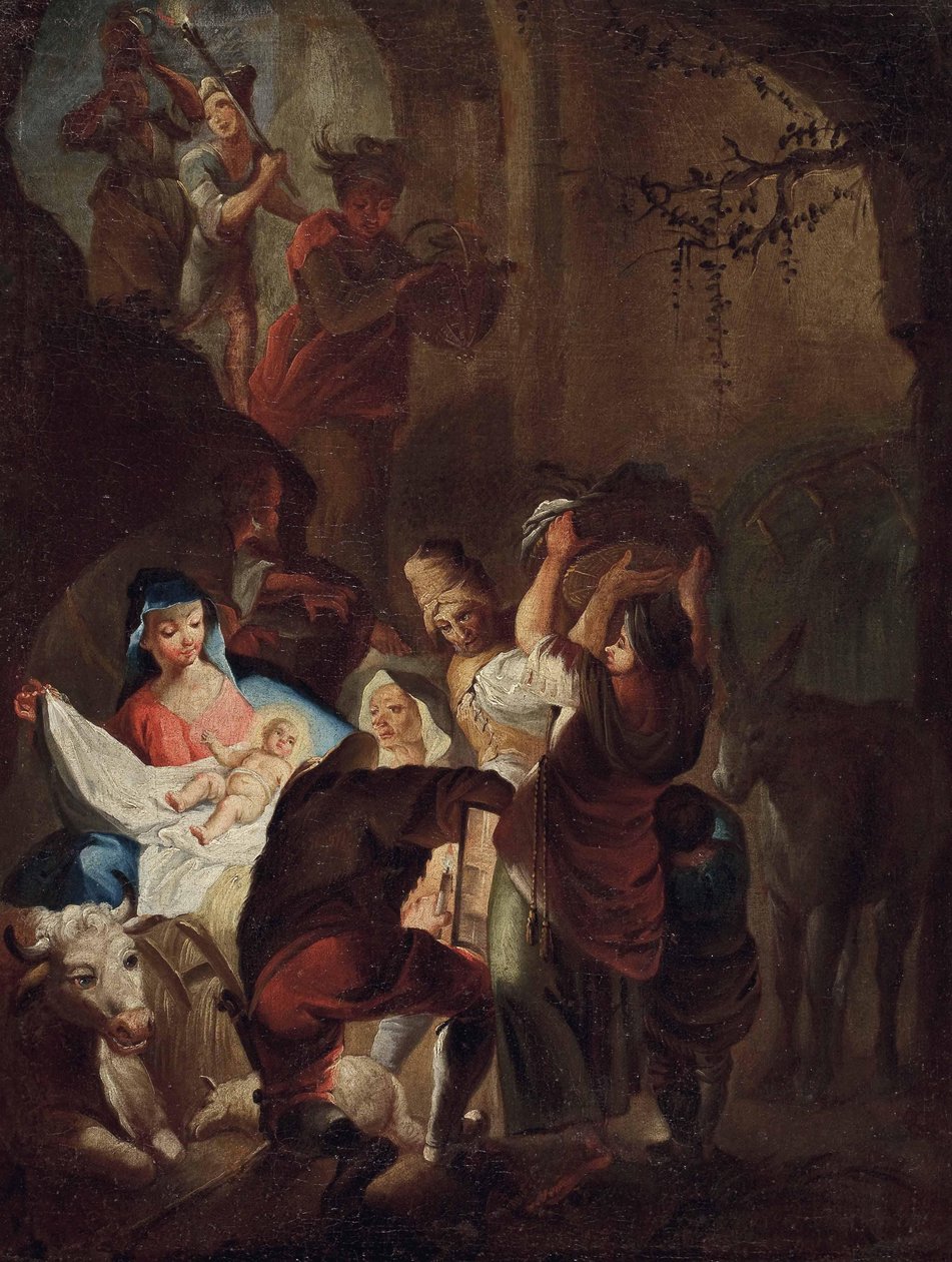 The Adoration of the Shepherds av School of Johann Evangelist Holzer