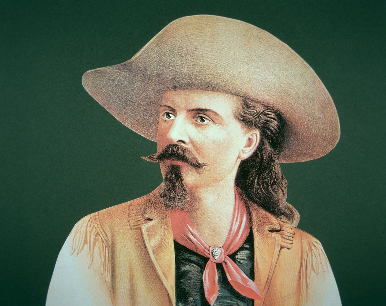 Buffalo Bill (1846-1917) (lito i färg) av School American