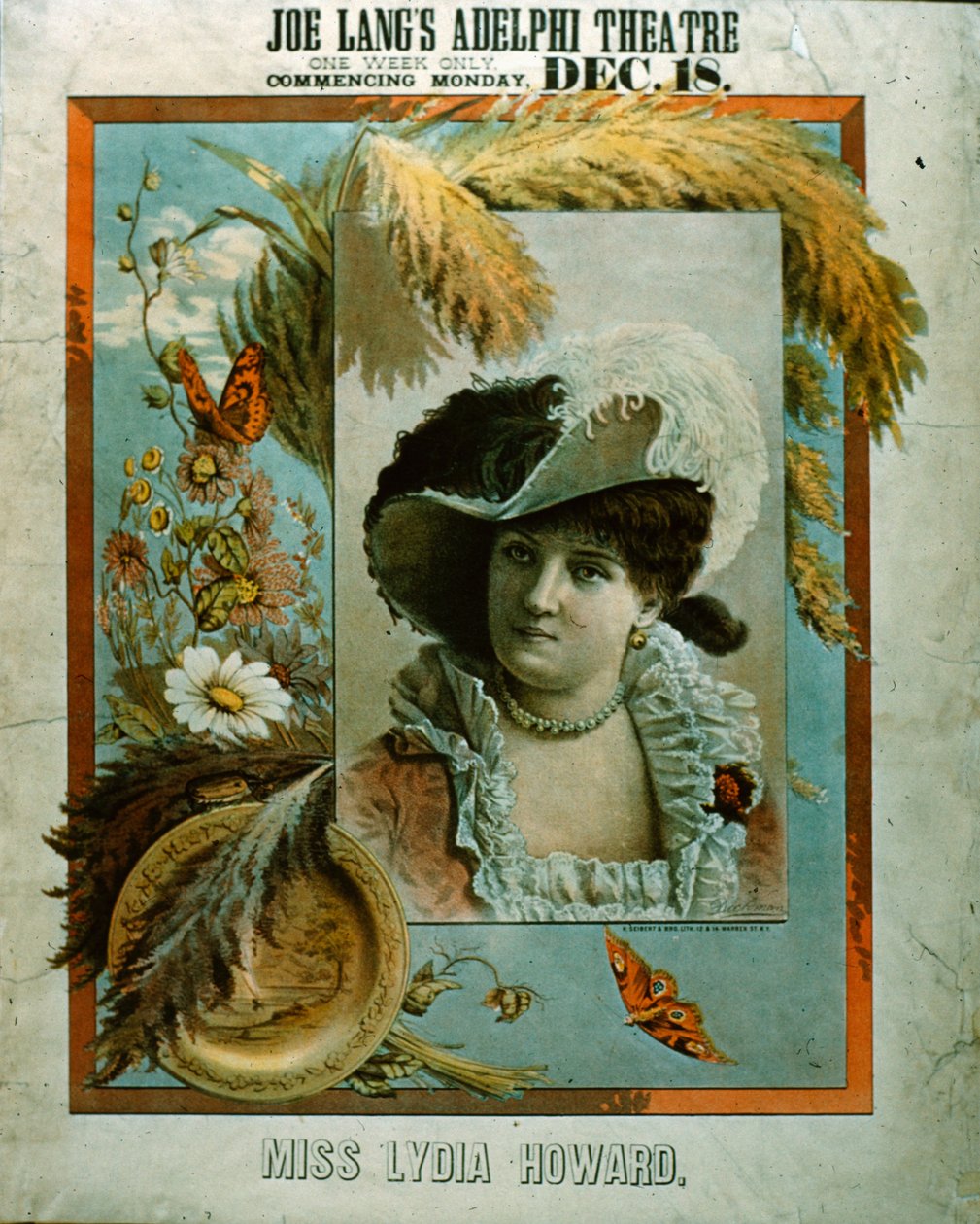 Miss Lydia Howard (färg litho) av School American