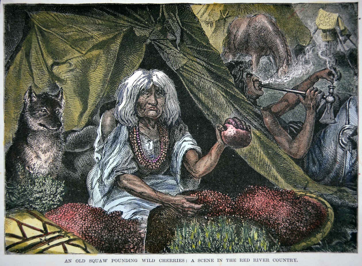 Native American Food (färgad gravyr) av School American