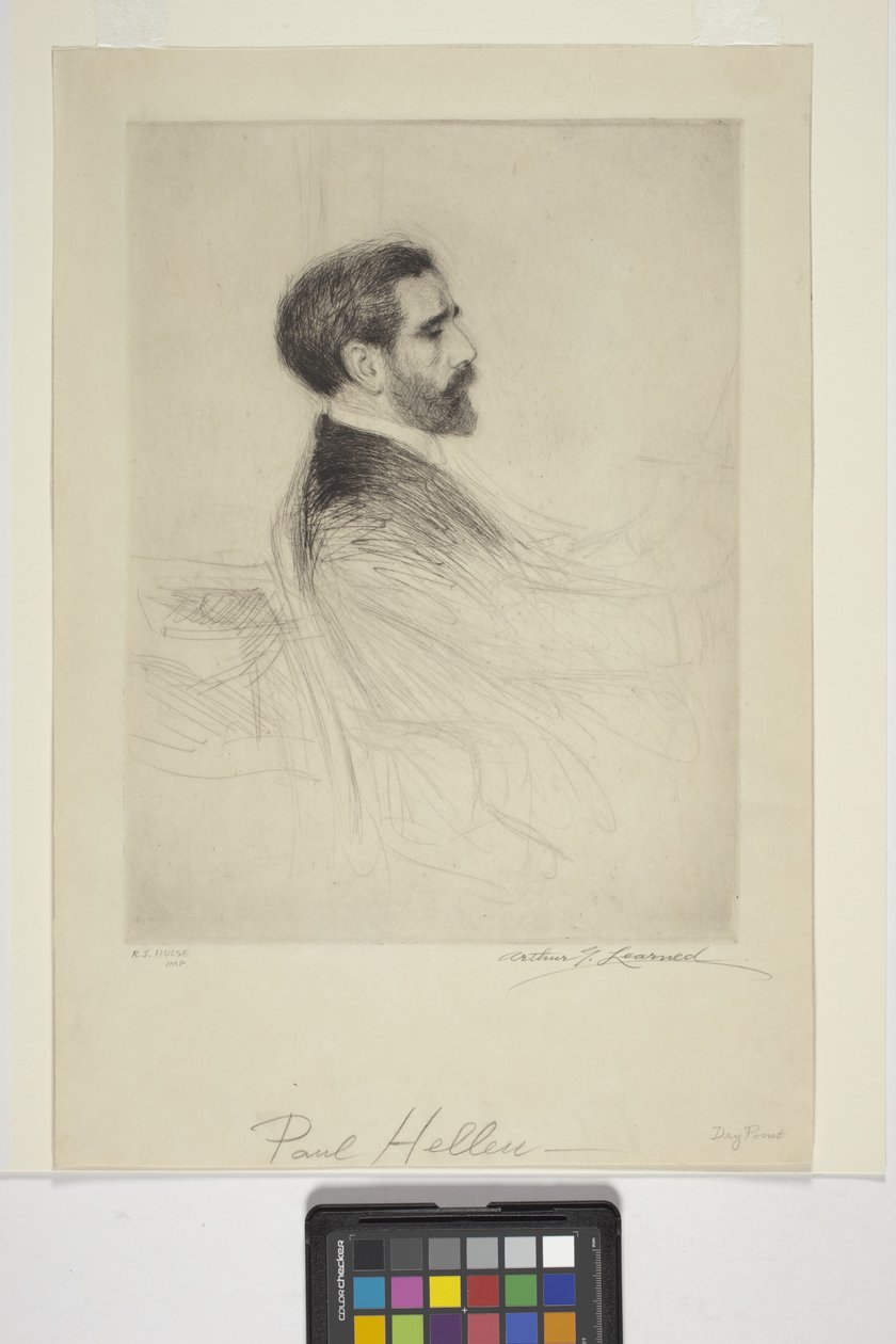 Porträtt av Paul Helleu (bläck) av School American