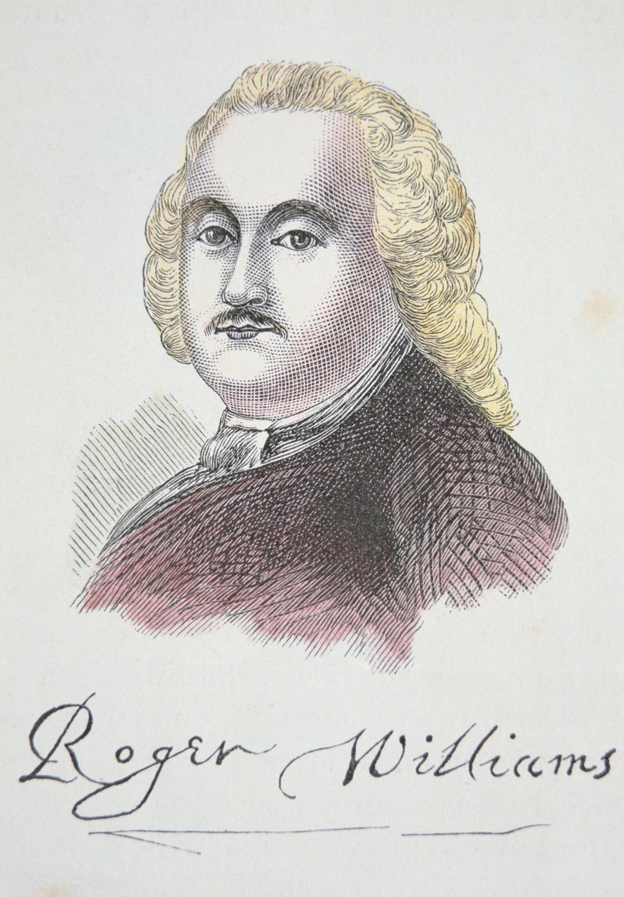 Roger Williams (litho i färg) av School American