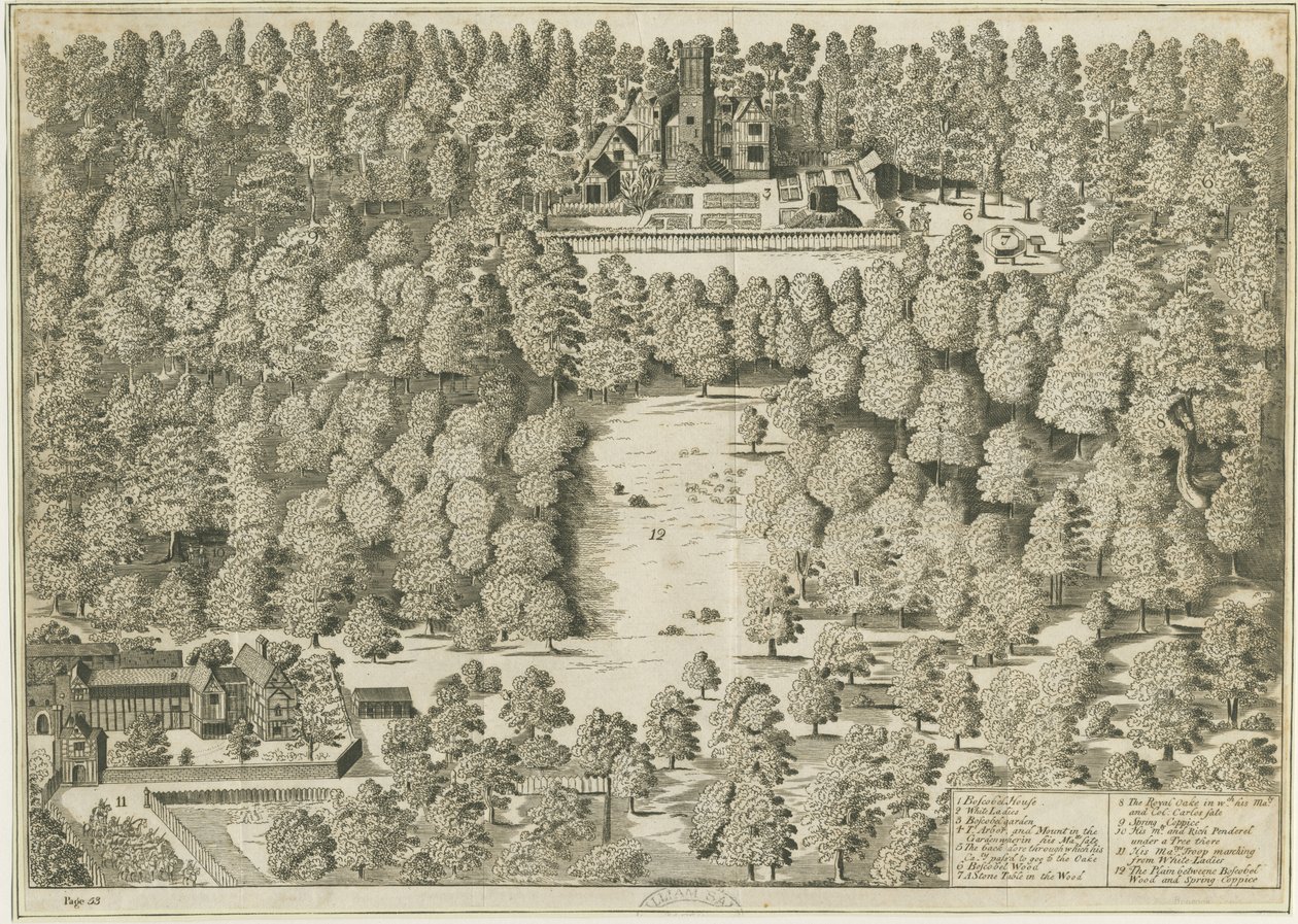 Boscobel House: gravyr, nd [1809] (tryck) av School English