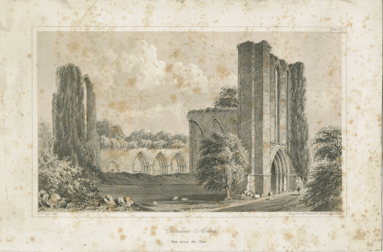 Croxden Abbey: litografi av School English