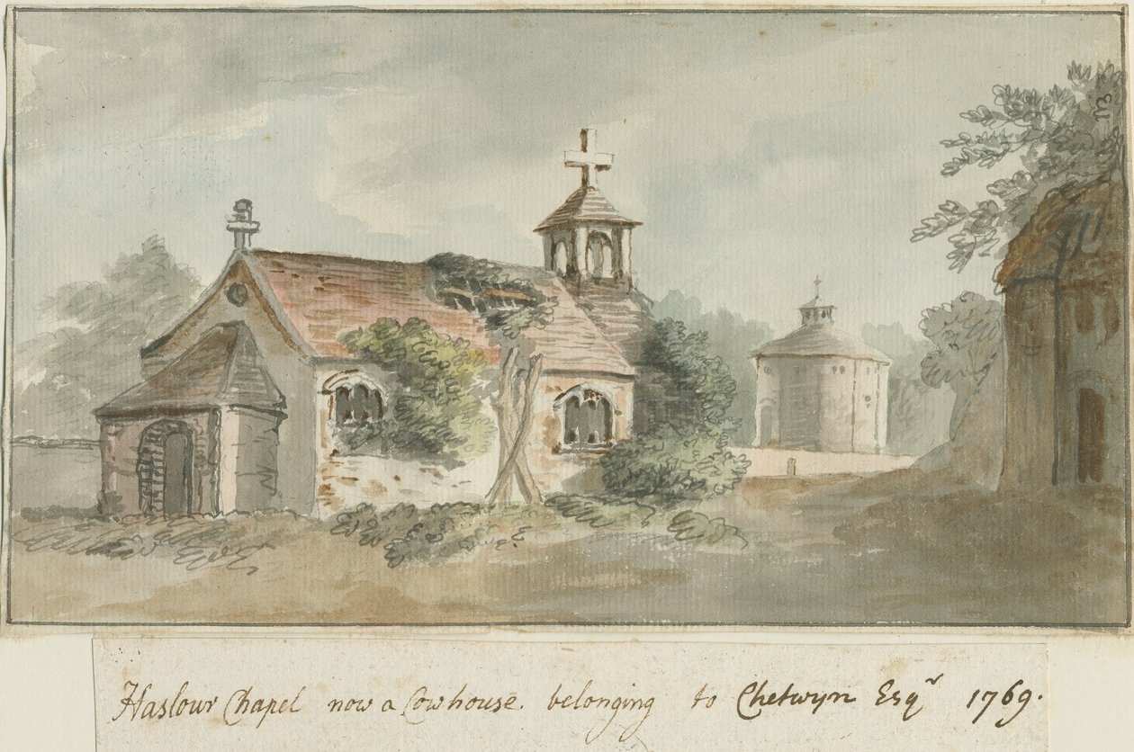 Haselour Chapel: akvarellmålning av School English