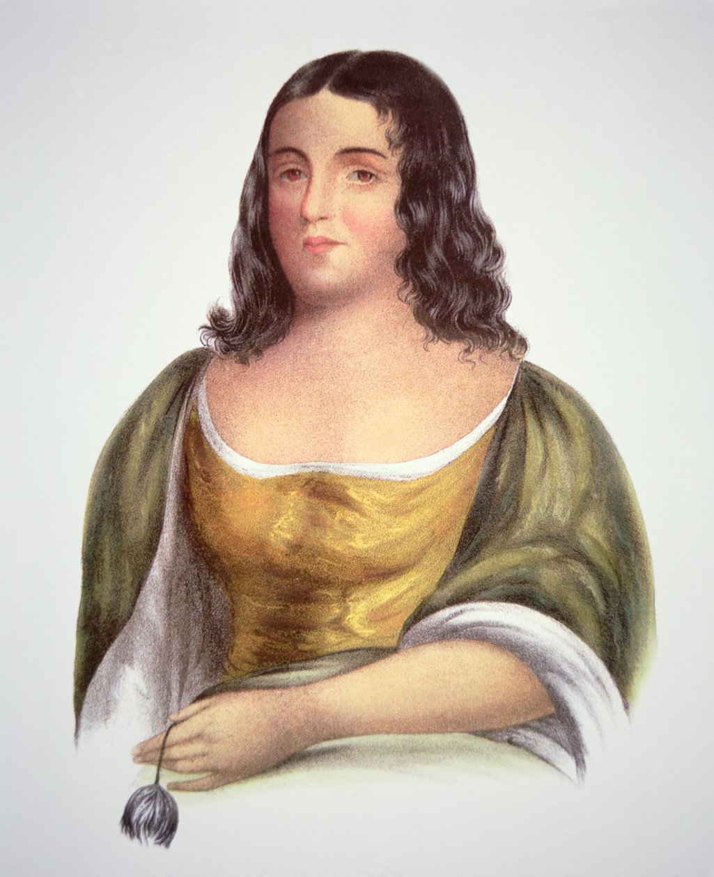 Pocahontas (ca 1595-1617) (litho i färg) av School English