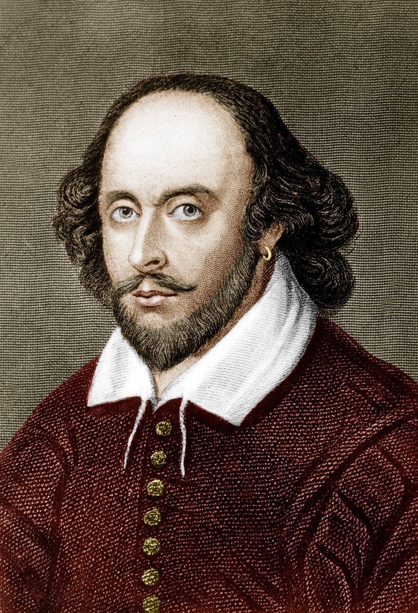 William Shakespeare (färggravyr) av School English
