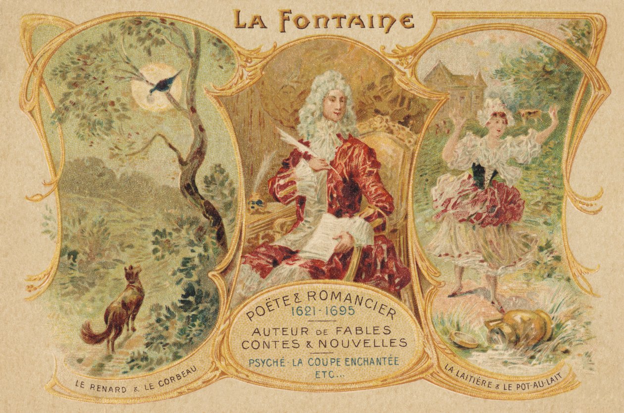 Jean de La Fontaine (tryck) av School French