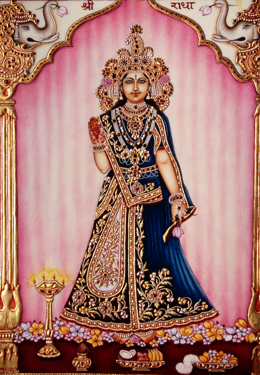 Miniatyrmålning av gudinnan Radha på elfenben av School Indian