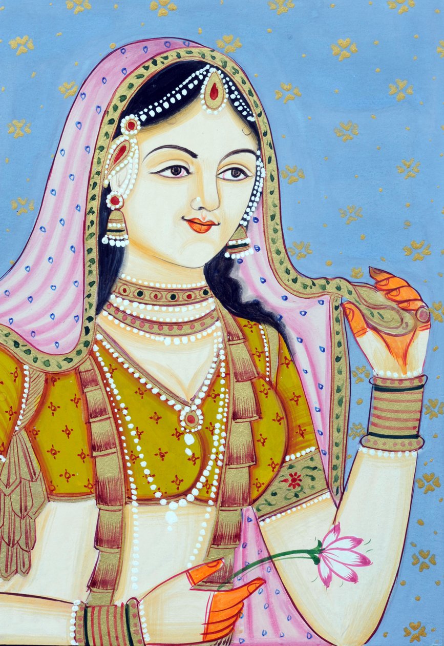 Miniatyrmålning av Jodha Bai av School Indian