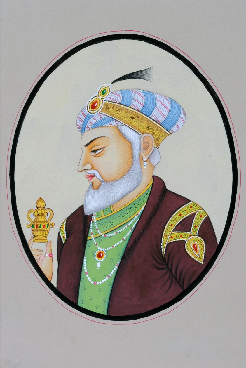 Miniatyrmålning av mogulkejsaren Aurangzeb av School Indian