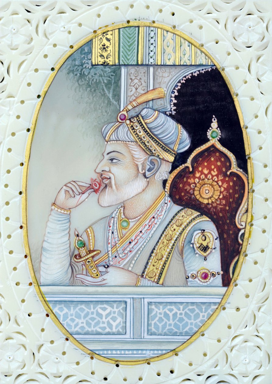 Miniatyrmålning av mogulkejsaren Aurangzeb av School Indian