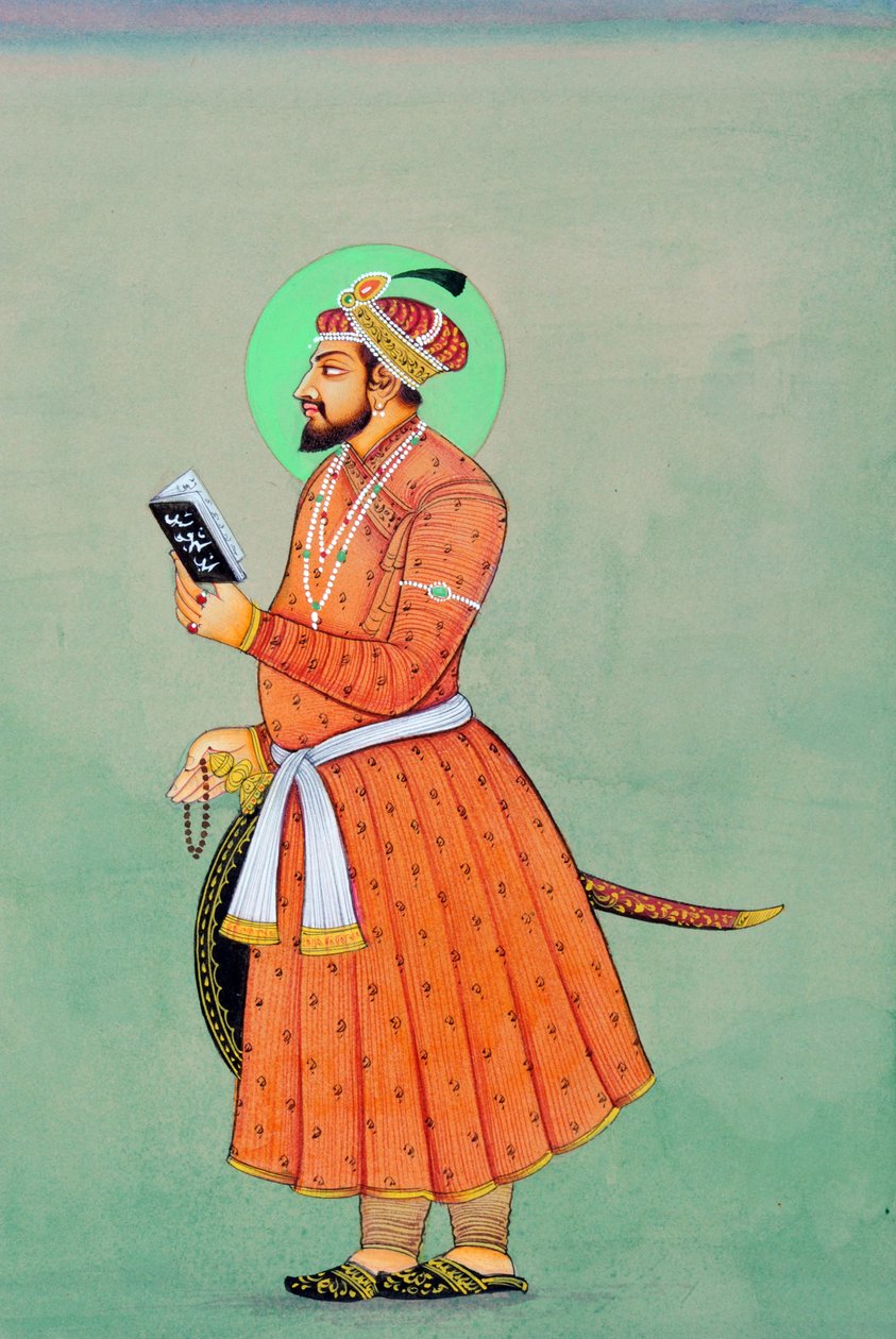 Miniatyrmålning av mogulkejsaren Aurangzeb av School Indian