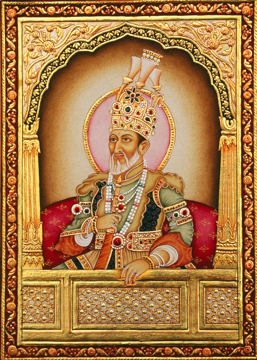 Mughal miniatyrmålning Bahadur Shah Zafar av School Indian