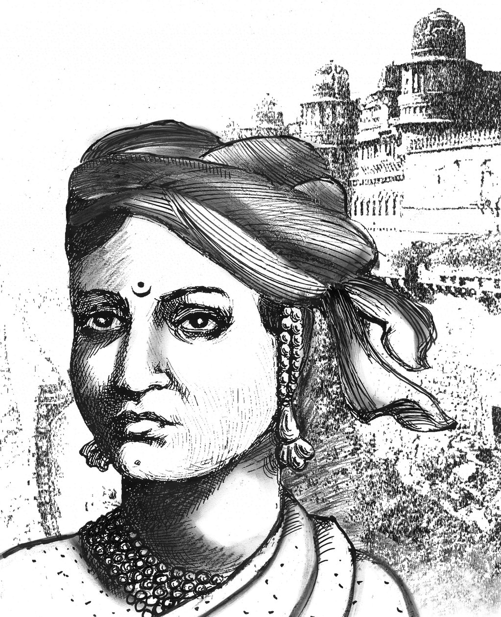 Rani Lakshmibai (litografi) av School Indian