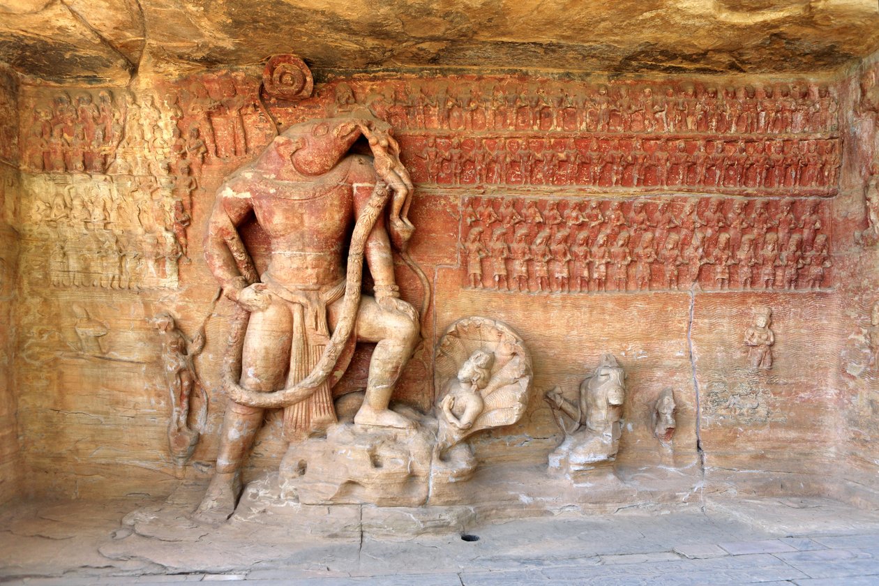 Vishnu som Varaha Avatar (foto) av School Indian