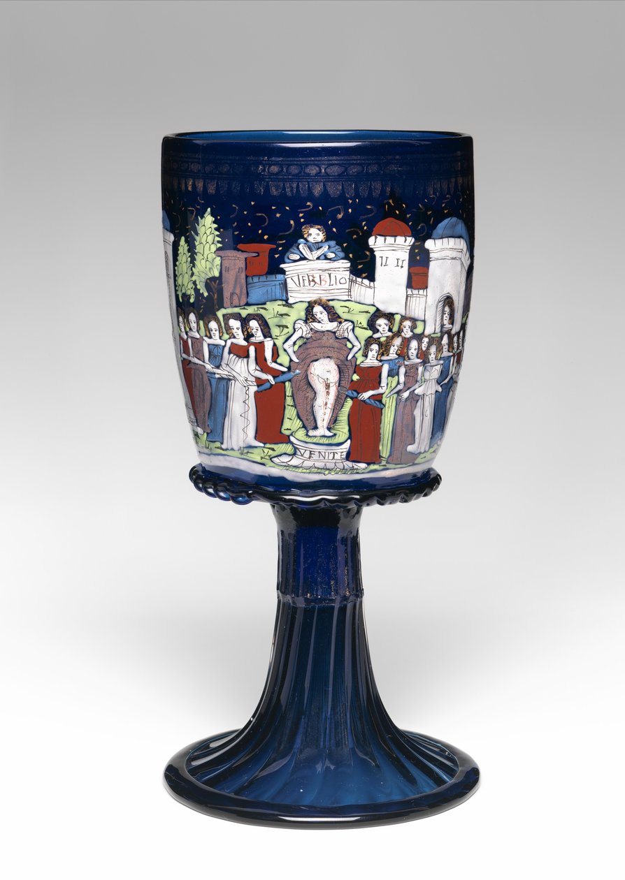 Bägare, ca 1475-1500 (glas, emaljerad och förgylld) av School Italian
