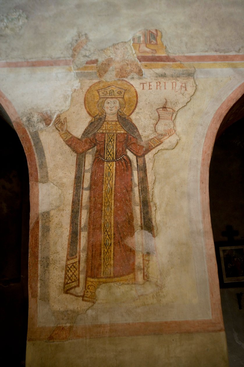 Saint Catherine (fresk) av School Italian