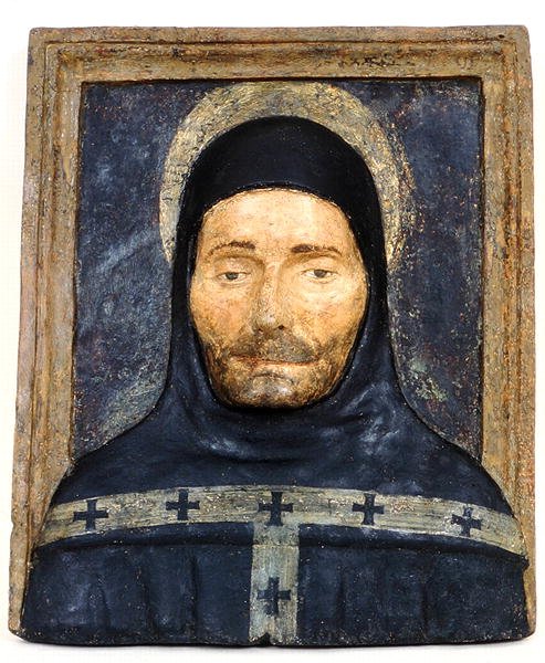 Sankt Antonius (polykrom sten) av School Italian