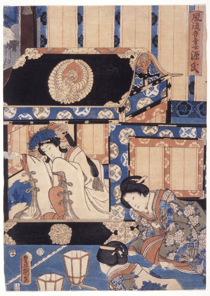 Furyu Azuma Genji (träsnitt i färg) av School Japanese