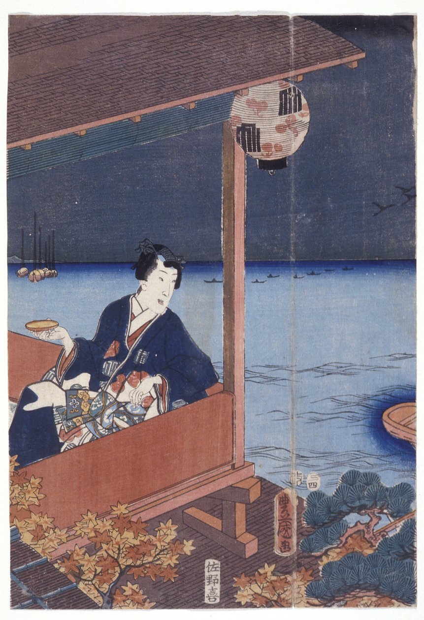Genji (träsnitt i färg) av School Japanese