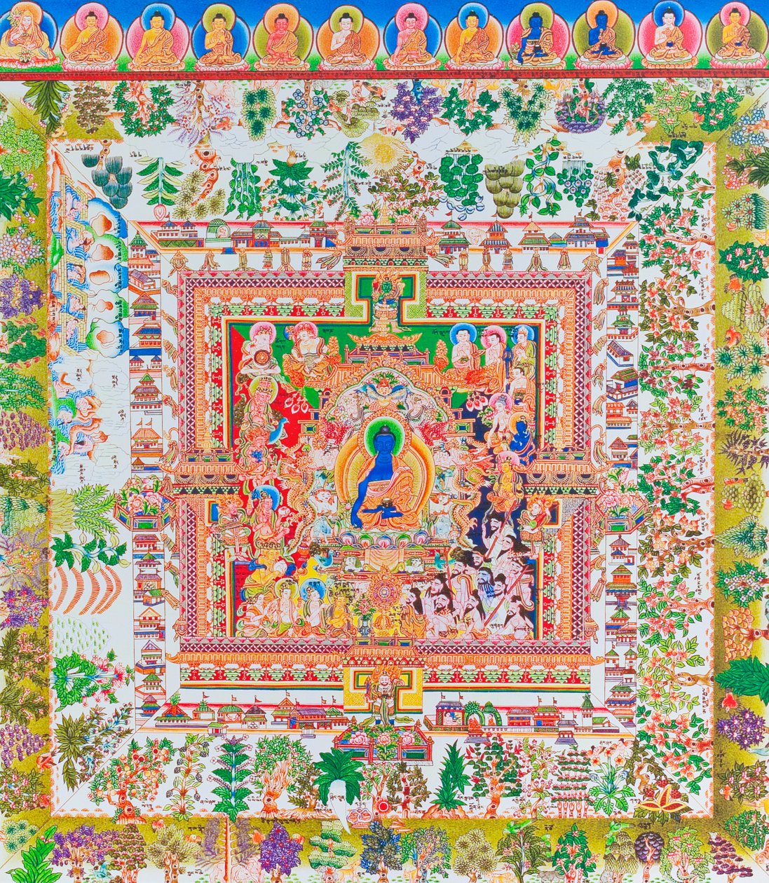 Medicin Buddha Mandala, Nepal (målning) av School Nepalese