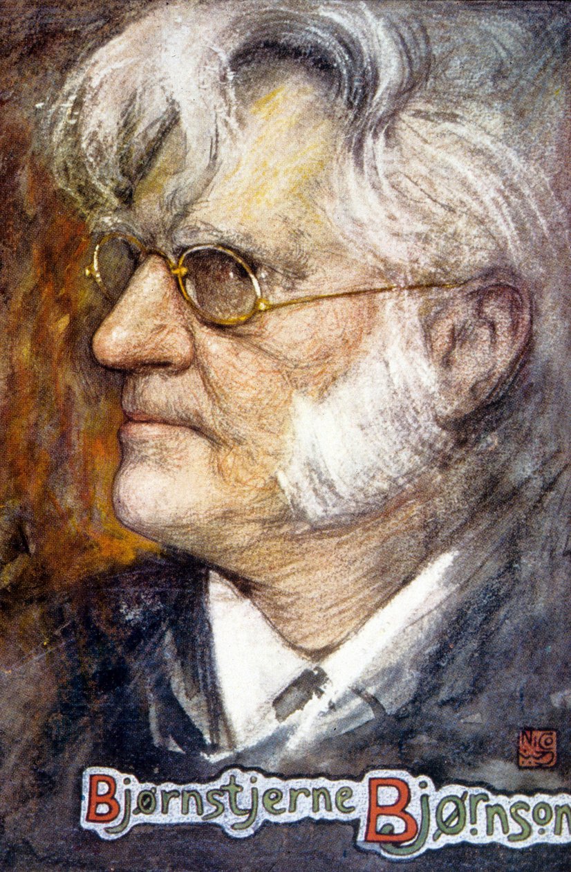 Bjørnstjerne Martinius Bjørnson (colout litho) av School Norwegian