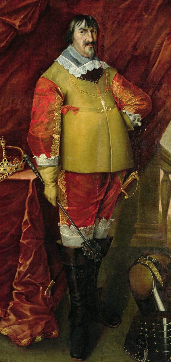 Kung Christian IV (olja på duk) av School Norwegian