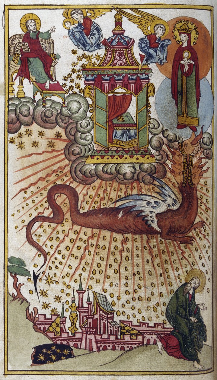 Apocalypse of St John, ca 1750 (miniatyr) av School Russian
