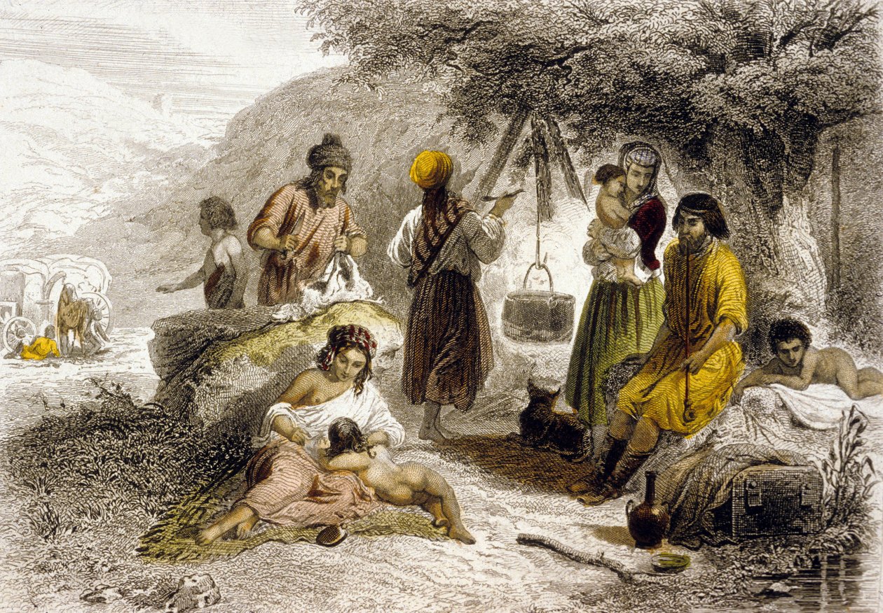 Bohemians, Ryssland (färggravyr) av School Russian