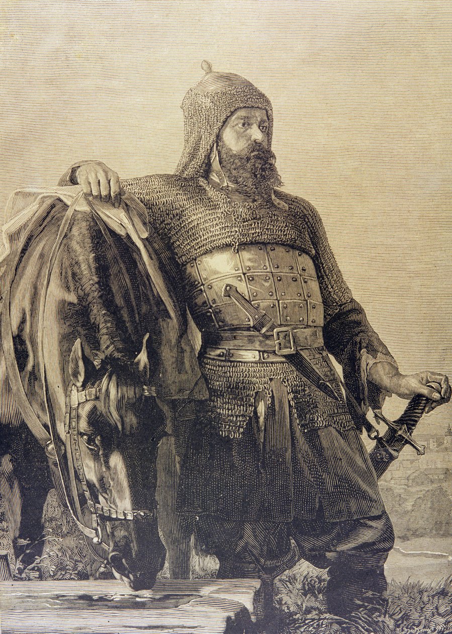 Rysk soldat med sin häst av School Russian