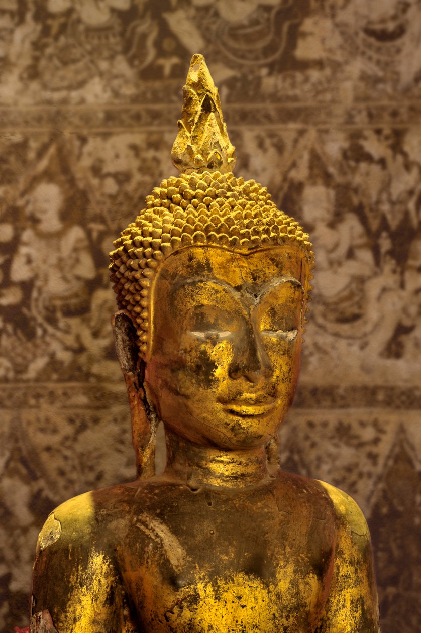 Buddhabild i Ayutthaya-stil (förgylld brons) av School Siamese