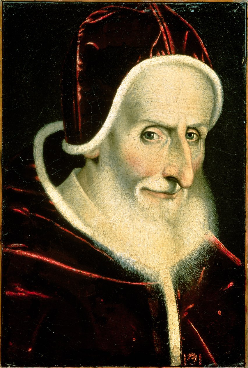 Porträtt av påven Pius V (Michele Ghislieri) (1504-72) 1576-80 (panel) av Scipione Pulzone