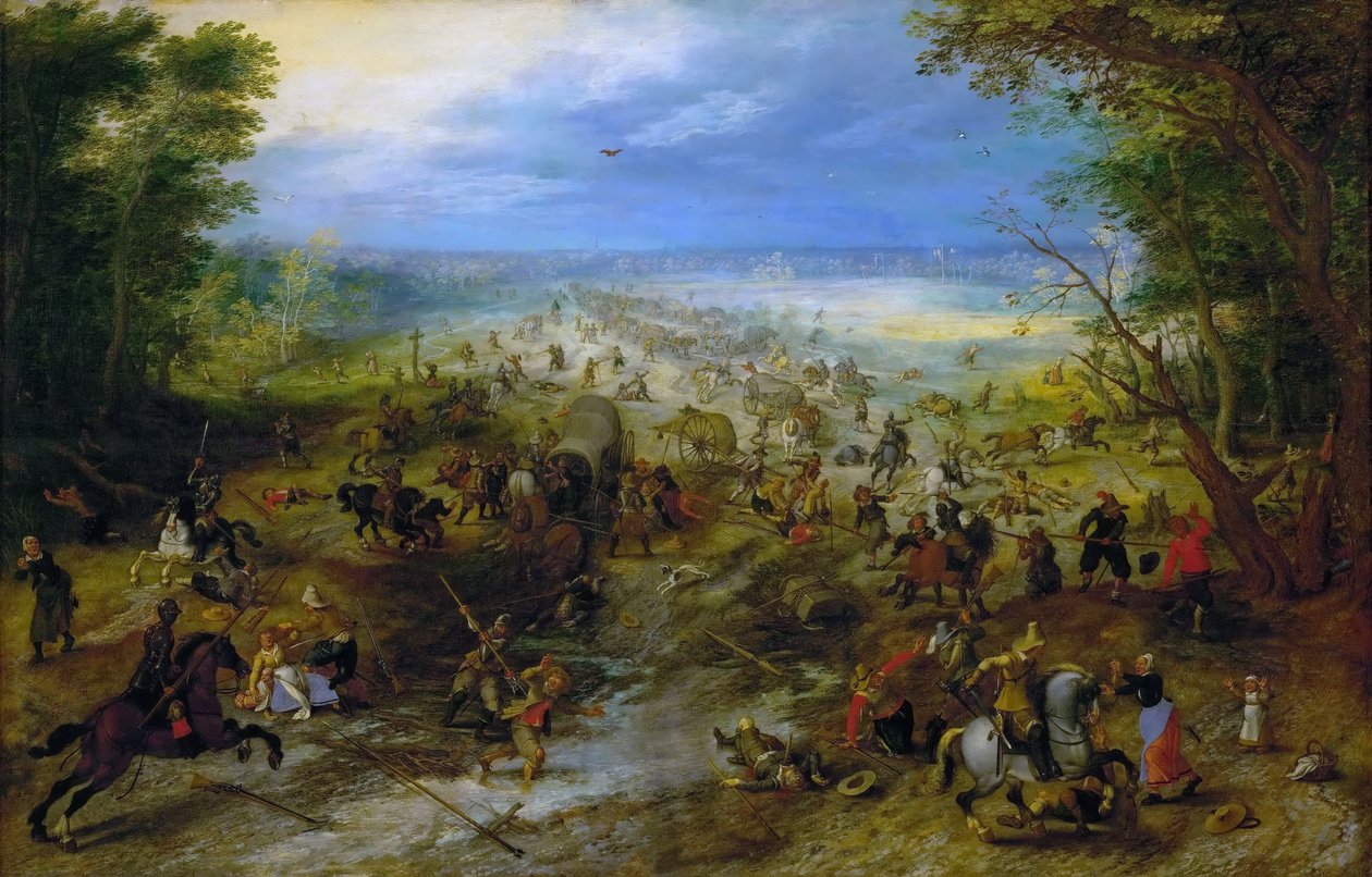 Attack på ett vagnståg, ca. 1612 av Sebastiaen Vrancx