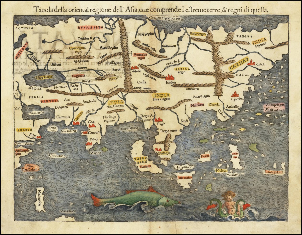 1550 års karta över Asien av Sebastian Münster av Sebastian Munster