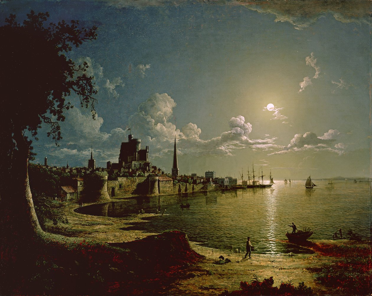 Moonlight Scene, Southampton, 1820 av Sebastian Pether